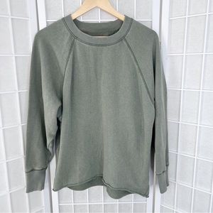 Aerie Oversized Olive Green Jersey Crewneck Pullover Sweatshirt XS